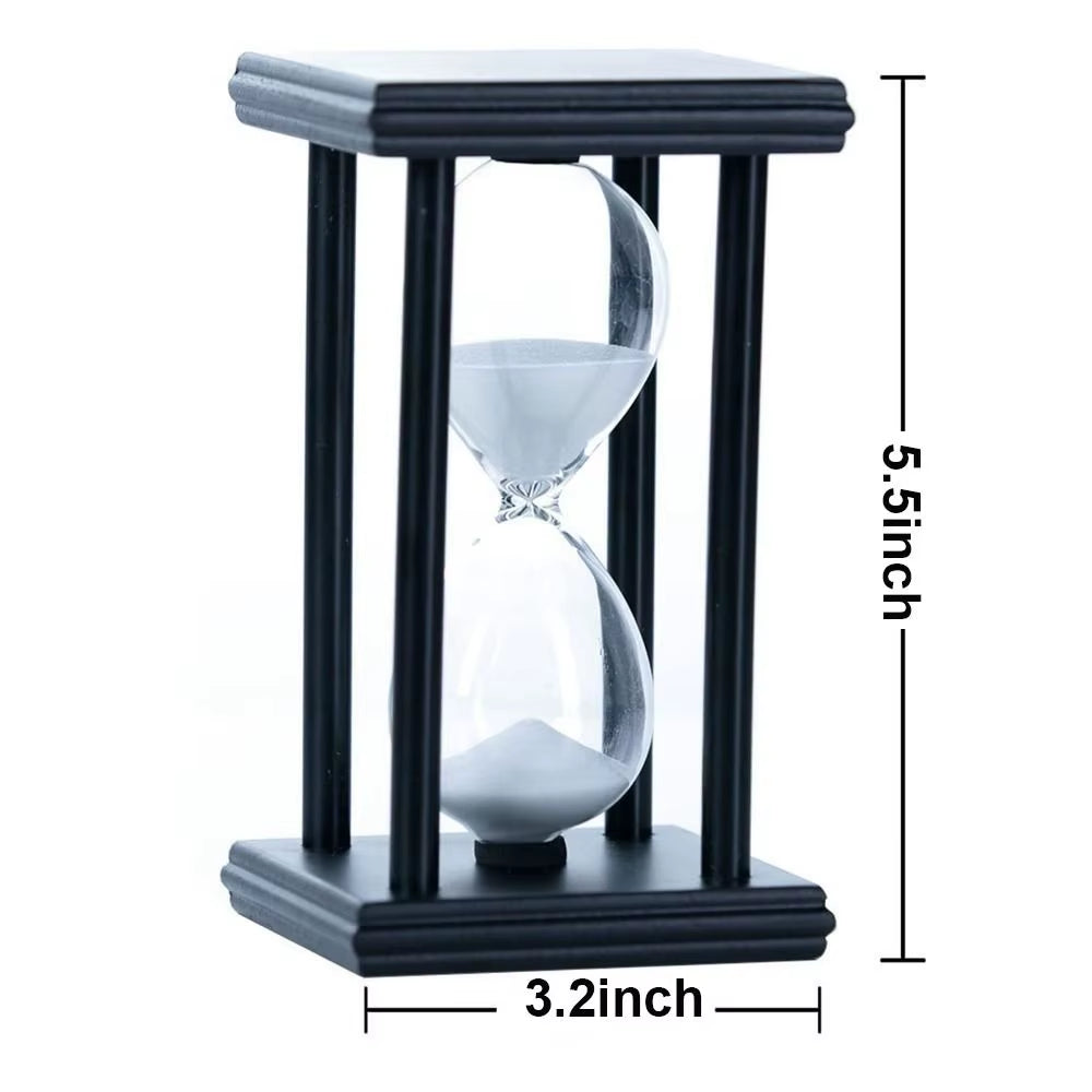 Black Wooden Hourglass Sand Timer Large White Sand Vintage Sandglass Timer 30 Minutes Sand Clock Office