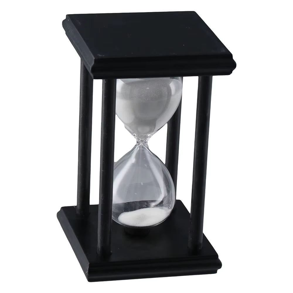 Black Wooden Hourglass Sand Timer Large White Sand Vintage Sandglass Timer 30 Minutes Sand Clock Office