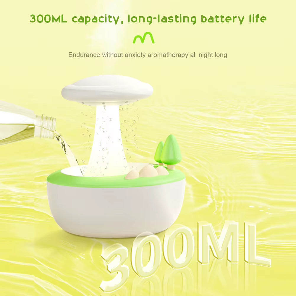 Rotating Relaxing Aromatic Lamp Humidifier Mushroom Oil Diffuser Water Drip Diffuser Humidifier Water Drop Rain Cloud Humidifier