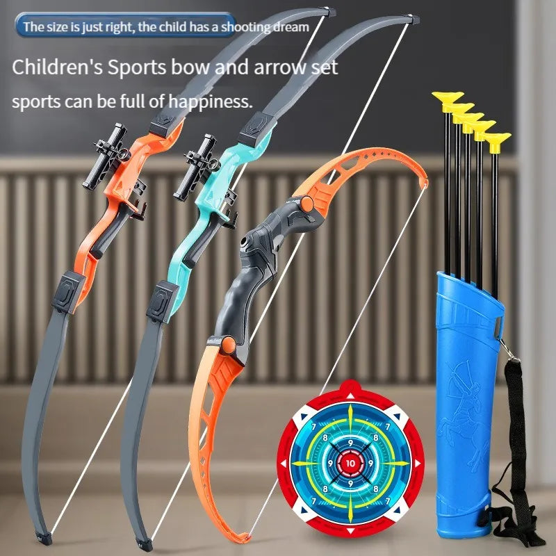 52Cm Bow and Arrow Toy Set for Children Archery Practice Recurve Outdoor Sorts Shooting Toy with Target Boys Kids Gifts I