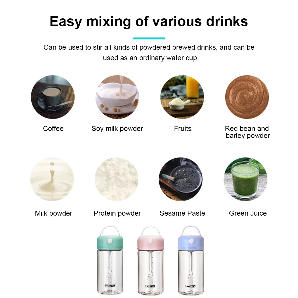380ML Electric Shake Cup for Fitness Sports Protein Powder Automatic Coffee Stirring Cup Leak-Proof IPX5 Waterproof Drink Mixer