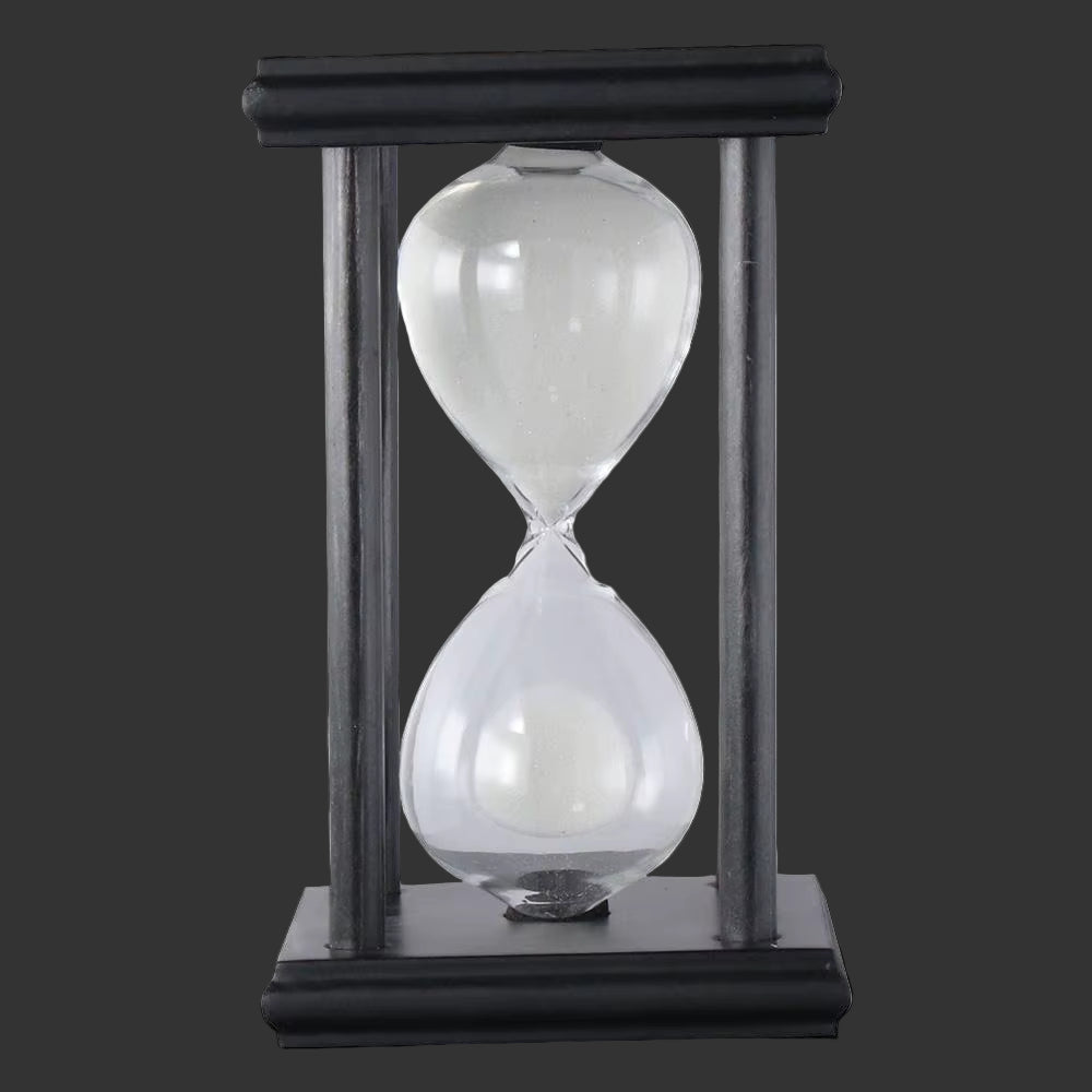 Black Wooden Hourglass Sand Timer Large White Sand Vintage Sandglass Timer 30 Minutes Sand Clock Office