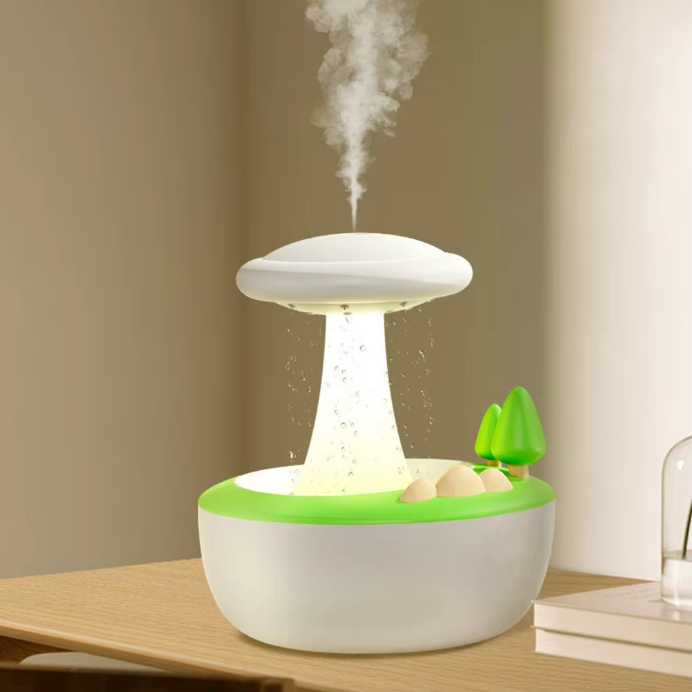Rotating Relaxing Aromatic Lamp Humidifier Mushroom Oil Diffuser Water Drip Diffuser Humidifier Water Drop Rain Cloud Humidifier