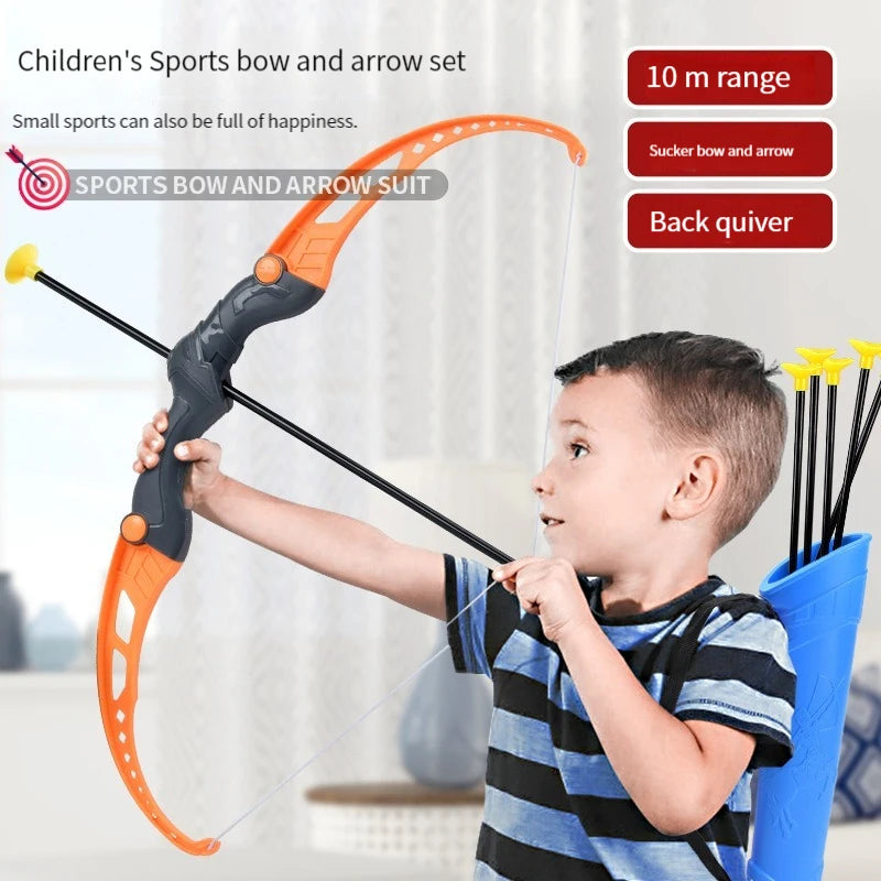 52Cm Bow and Arrow Toy Set for Children Archery Practice Recurve Outdoor Sorts Shooting Toy with Target Boys Kids Gifts I
